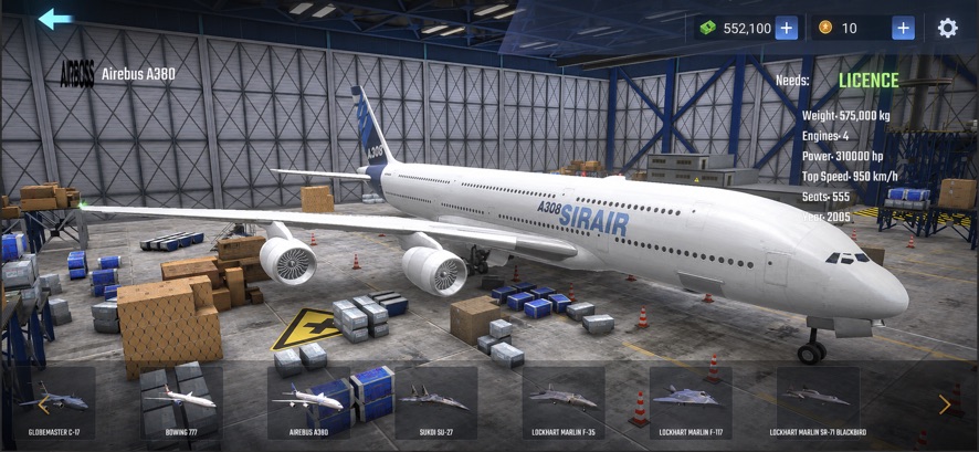 Large airliner inside a hangar