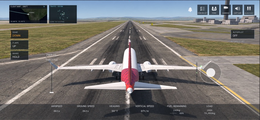 Airliner lined up on a runway