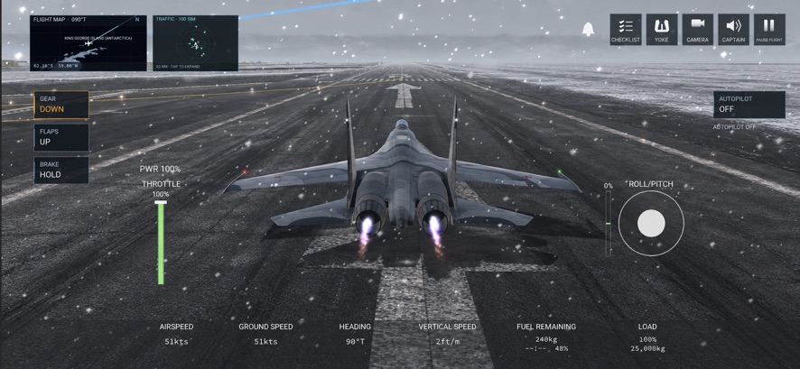 Fighter on a snowy runway
